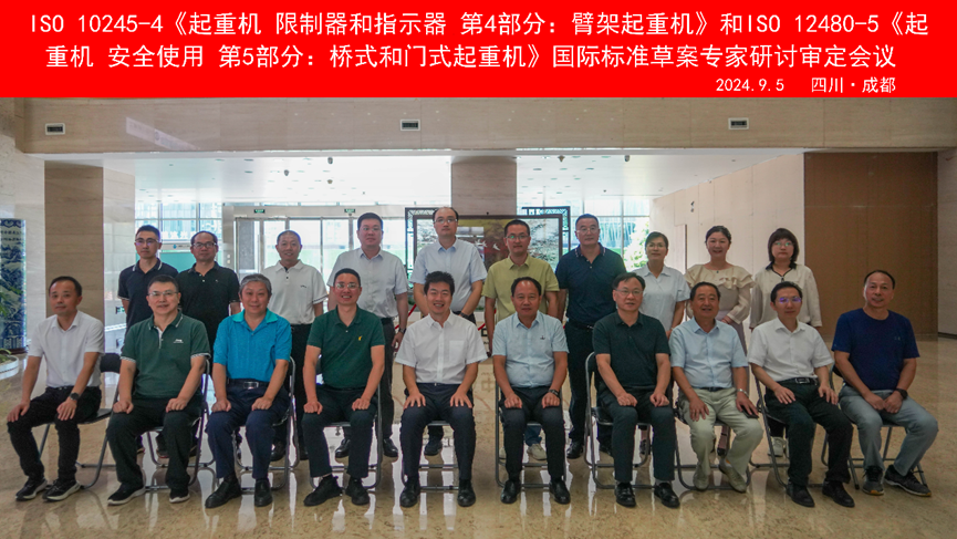 ISO 10245-4《起重機&nbsp; 限制器和指示器&nbsp; 第4部分：臂架起重機》和ISO 12480-5《起重機&nbsp; 安全使用&nbsp; 第5部分：橋式和門式起重機》的制修會議合影